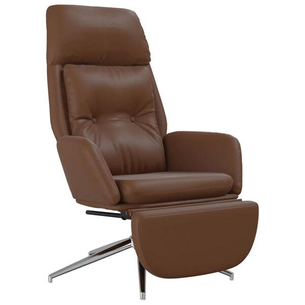 vidaXL Πολυθρόνα Relax Καφέ από Γνήσιο & Συνθετικό Δέρμα με Σκαμπό