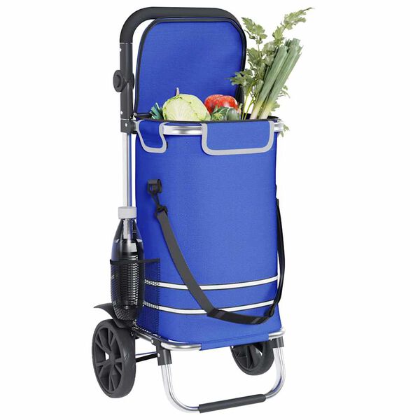 vidaXL Καρότσι Αγορών Μπλε 36.5 x 46.5 x 100.5 εκ Ύφασμα Oxford