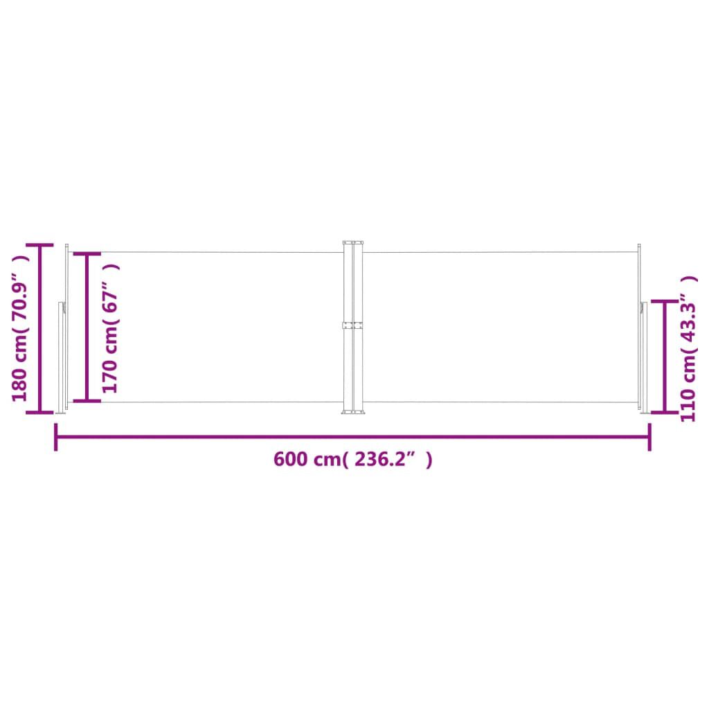 vidaXL Σκίαστρο Πλαϊνό Συρόμενο Μπλε 180 x 600 εκ.