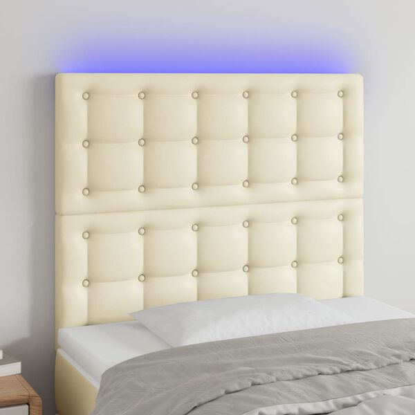 vidaXL Κεφαλάρι Κρεβατιού LED Κρεμ 80x5x118/128 εκ