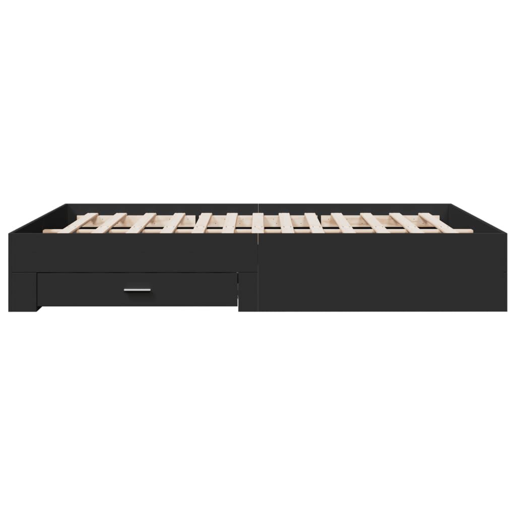vidaXL Πλαίσιο Κρεβατιού με Συρτάρια Μαύρο 160x200 εκ Επεξεργ. Ξύλο