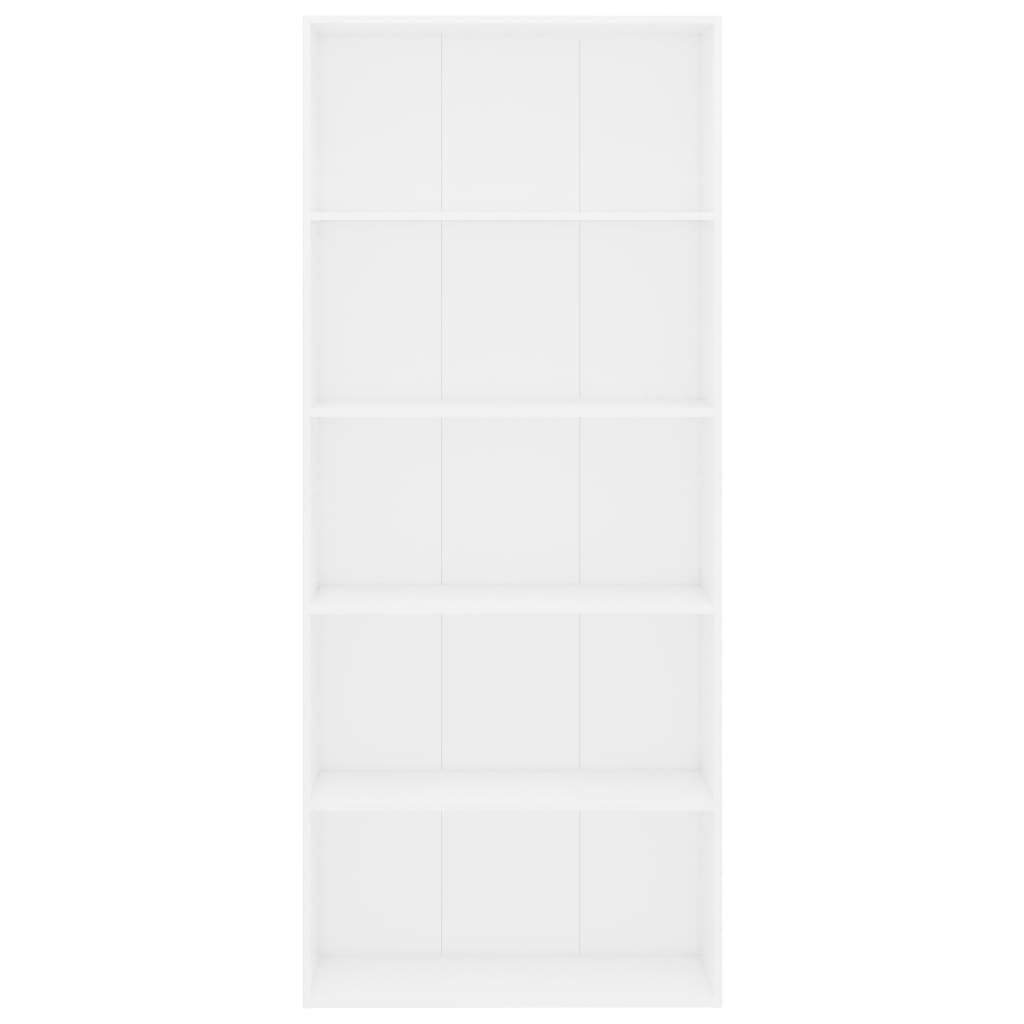 vidaXL Βιβλιοθήκη με 5 Ράφια Λευκή 80 x 30 x 189 εκ. Επεξ. Ξύλο