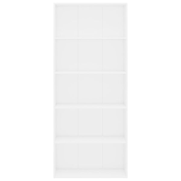 vidaXL Βιβλιοθήκη με 5 Ράφια Λευκή 80 x 30 x 189 εκ. Επεξ. Ξύλο