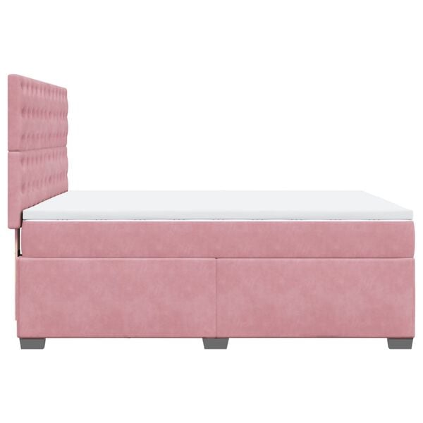 vidaXL Κρεβάτι Boxspring με Στρώμα Ροζ 160x200 εκ. Βελούδινο
