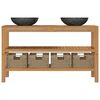 vidaXL Έπιπλο Μπάνιου / Μασίφ Ξύλο Teak με Νιπτήρες από Μαύρο Μάρμαρο