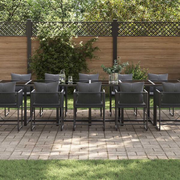 vidaXL Σέτ φαγητού για κήπο 13 pcs Μαύρο Ατσάλι