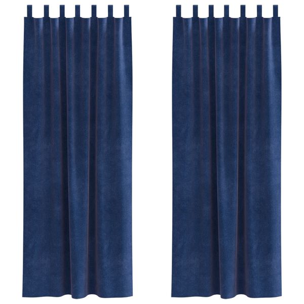 vidaXL Κουρτίνες με κουρτίνες 2 pcs Σκούρο Μπλε 140 x 260 cm Βελούδο