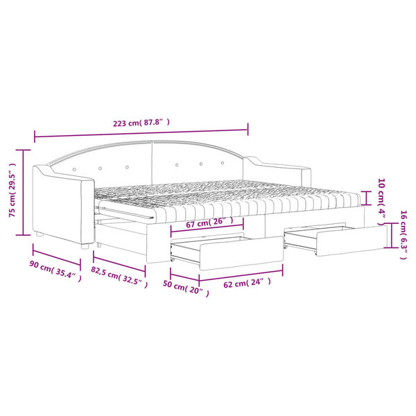 vidaXL Καναπές Κρεβάτι Συρόμενος Taupe 80x200 εκ. Υφασμάτινος Συρτάρια