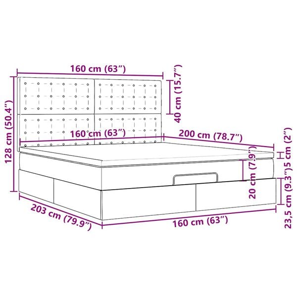 vidaXL Οθωμανικό κρεβάτι με στρώμα Γκρι 160x200cm Faux Leather