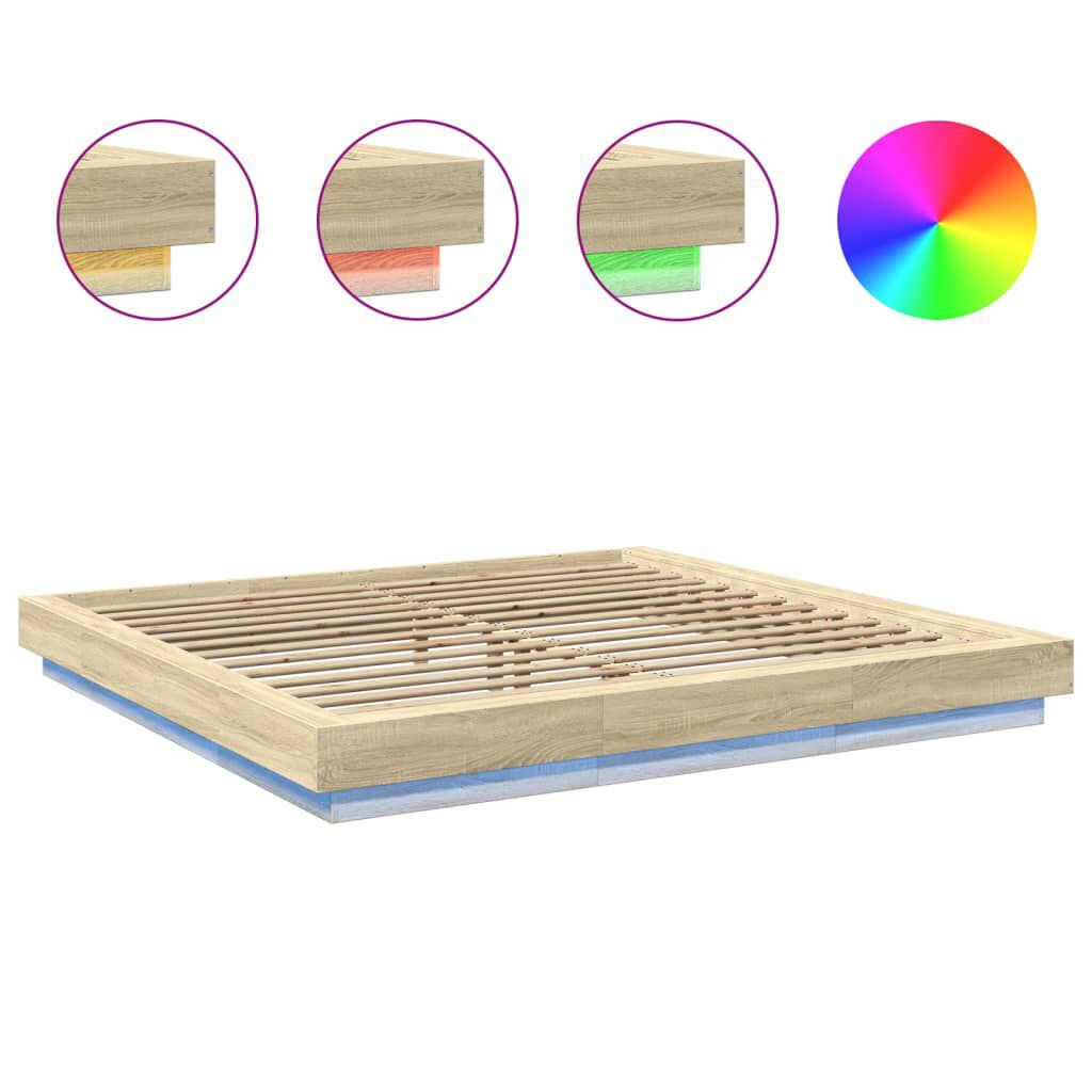 vidaXL Πλαίσιο Κρεβατιού με LED Sonoma Δρυς 180x200εκ. Επεξ. Ξύλο