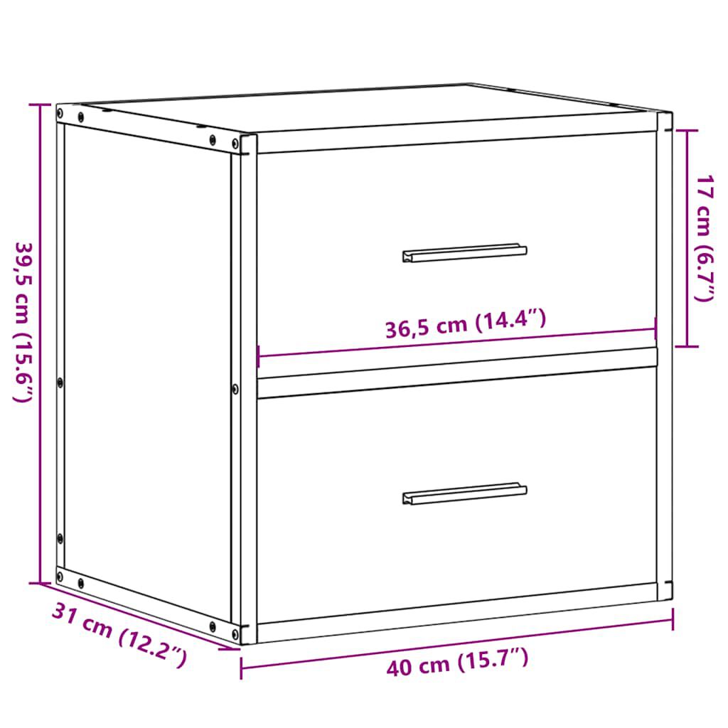 vidaXL Επίτοιχα κομοδίνα 2 τεμάχια καφέ δρυς 40x31x39,5 cm