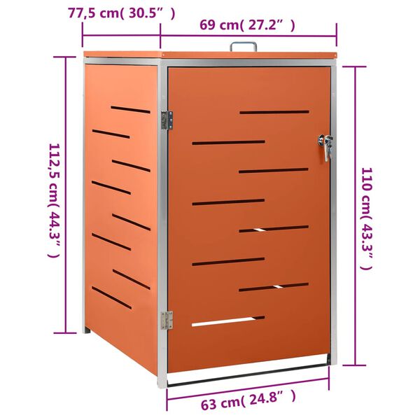 vidaXL Πλαίσιο για Κάδο Απορρ. με Ρόδες 69x77,5x112,5 εκ Αν. Ατσάλι