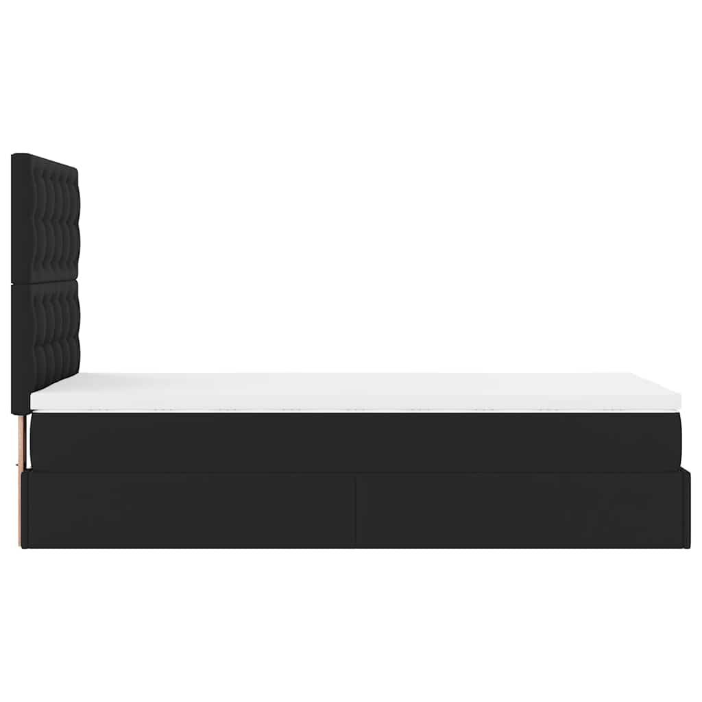 vidaXL Οθωμανικό κρεβάτι με στρώμα Μαύρο 90x200cm Faux Leather