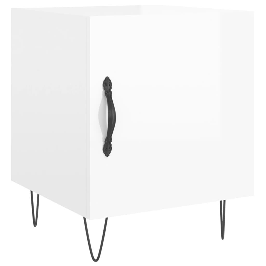 vidaXL Κομοδίνα 2 τεμ. Γυαλ. Λευκό 40 x 40 x 50 εκ. από Επεξεργ. Ξύλο