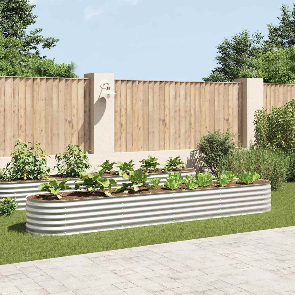vidaXL Ζαρντινιέρα Υπερυψωμένη Ασημί 400x80x44 εκ. Γαλβανισμ. Χάλυβας