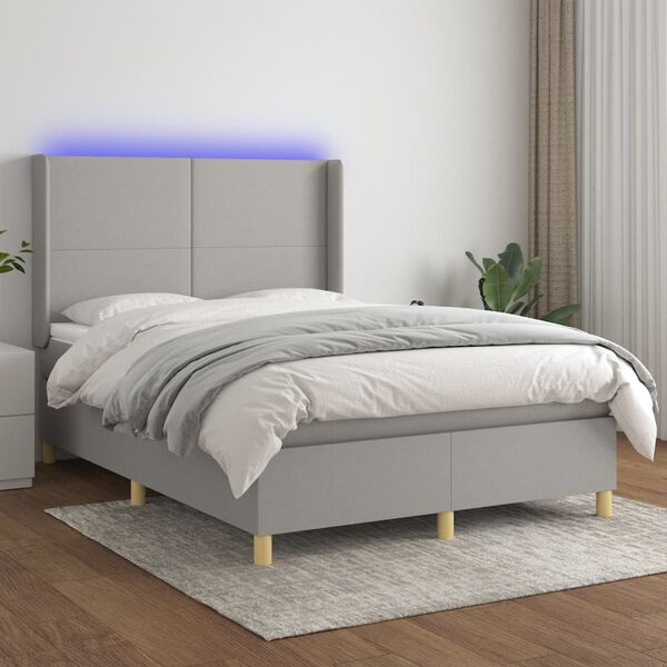 vidaXL &Kappa;&rho;&epsilon;&beta;ά&tau;&iota; Boxspring &mu;&epsilon; &Sigma;&tau;&rho;ώ&mu;&alpha; & LED &Alpha;&nu;.&Gamma;&kappa;&rho;&iota; 140x190&epsilon;&kappa;. &Upsilon;&phi;&alpha;&sigma;&mu;ά&tau;&iota;&nu;&omicron;