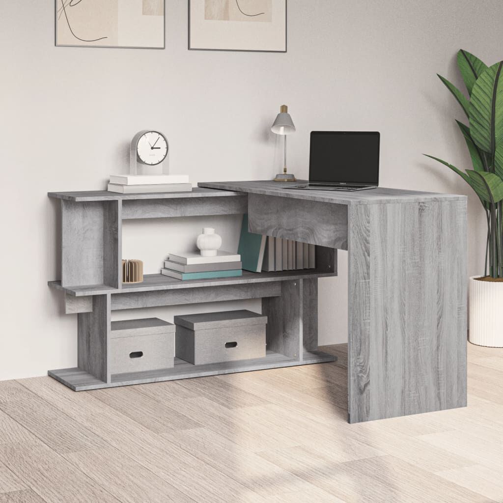vidaXL Γραφείο Γωνιακό Γκρι Sonoma 200x50x76 εκ. Επεξεργασμένο Ξύλο