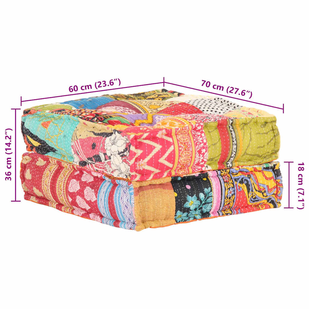 vidaXL Πουφ Patchwork 60 x 70 x 36 εκ. Υφασμάτινο