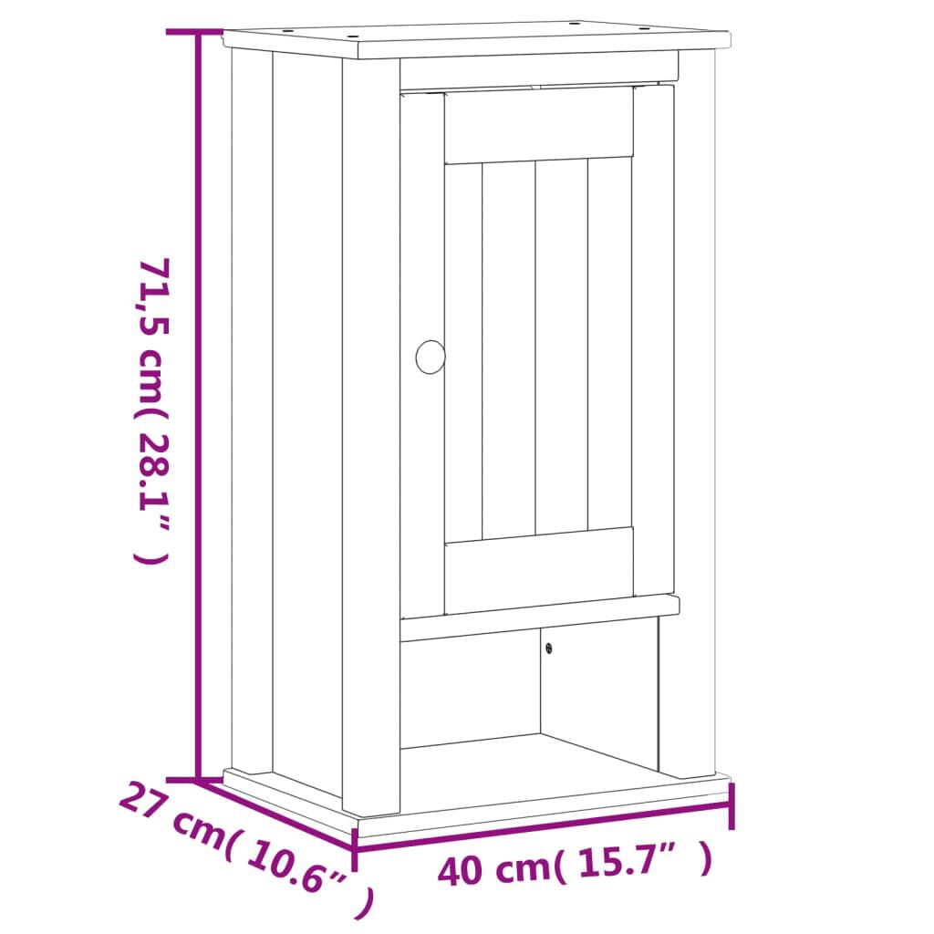 vidaXL Ντουλάπι Μπάνιου Επιτοίχιο BERG Μαύρο 40x27x71,5 εκ Μασίφ Πεύκο