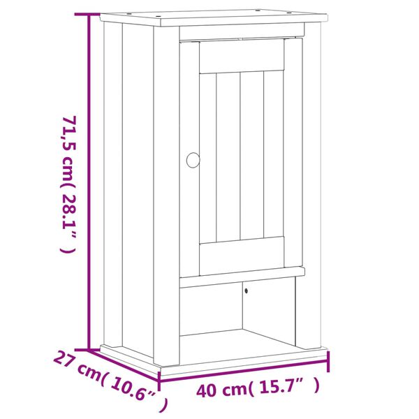 vidaXL Ντουλάπι Μπάνιου Επιτοίχιο BERG Μαύρο 40x27x71,5 εκ Μασίφ Πεύκο