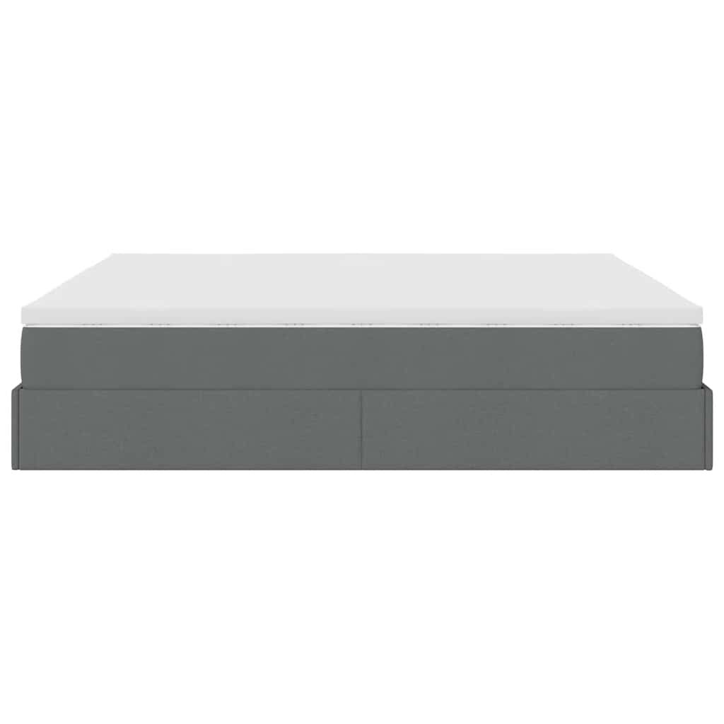 vidaXL Οθωμανικό κρεβάτι με στρώμα σκούρο γκρι 180x200cm ύφασμα