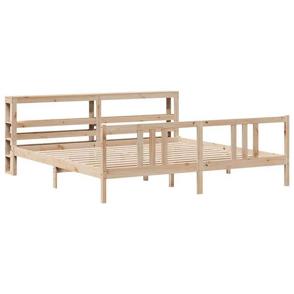 vidaXL Πλαίσιο Κρεβατιού με Κεφαλάρι 180x200 εκ. από Μασίφ Ξύλο Πεύκου