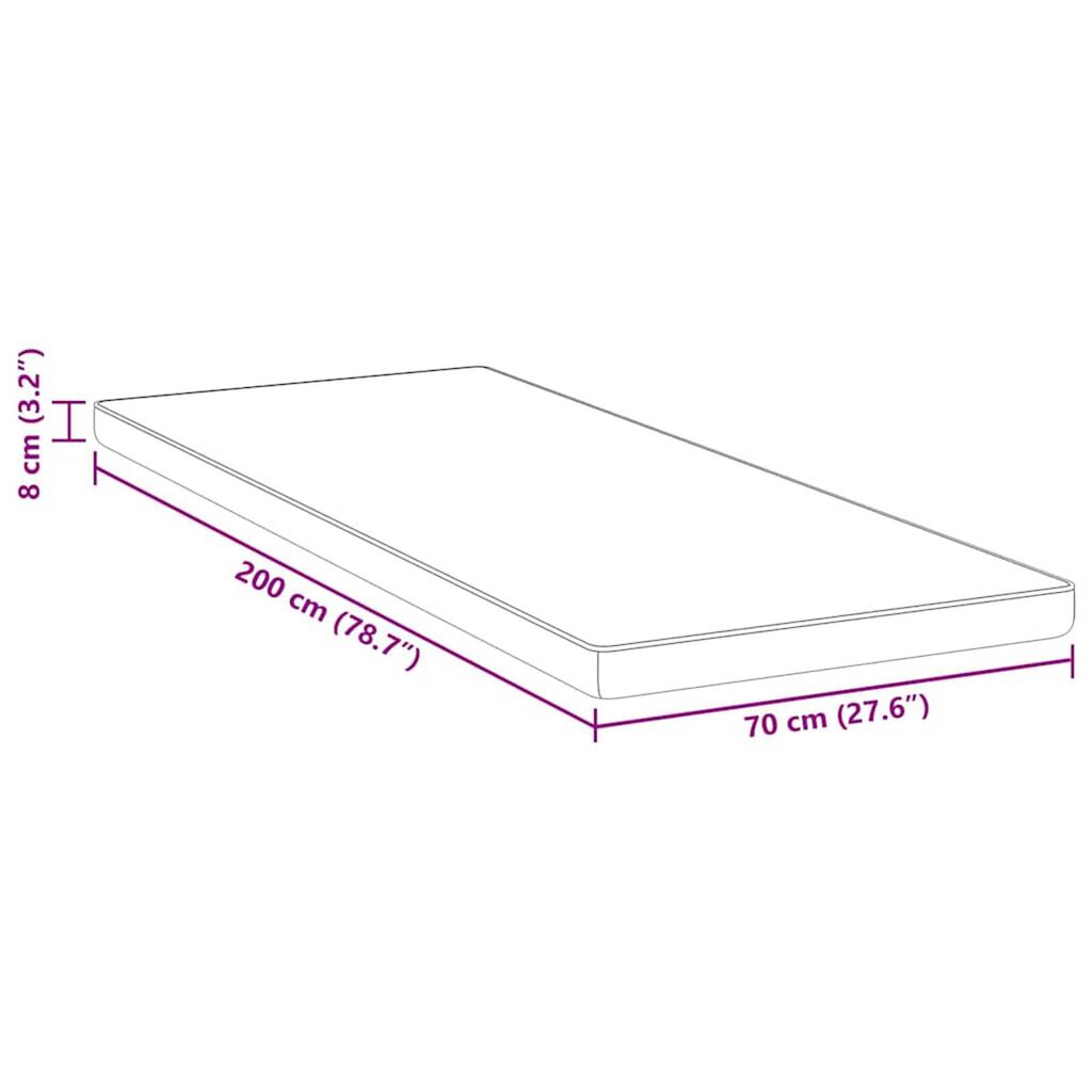 vidaXL Στρώματα Λευκό και μπλε 70 x 200 cm Αφρός μνήμης τζελ