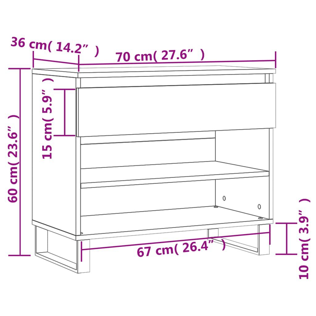 vidaXL Παπουτσοθήκη Λευκή 70 x 36 x 60 εκ. από Επεξεργασμένο Ξύλο