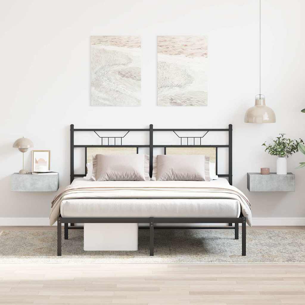 vidaXL Κομοδίνα Κρεμαστά 2τεμ. Γκρι Σκυροδ. 40x30x15εκ. από Επεξ. Ξύλο