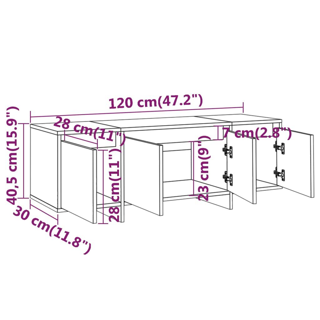 vidaXL Έπιπλο Τηλεόρασης Καφέ Δρυς 120x30x40,5 εκ. Επεξ. Ξύλο