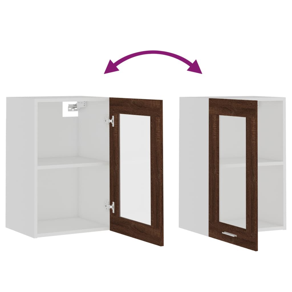 vidaXL Ντουλάπι Κρεμαστό Γυάλινο Lyon Καφέ Δρυς 40x31x60εκ. Επεξ. Ξύλο