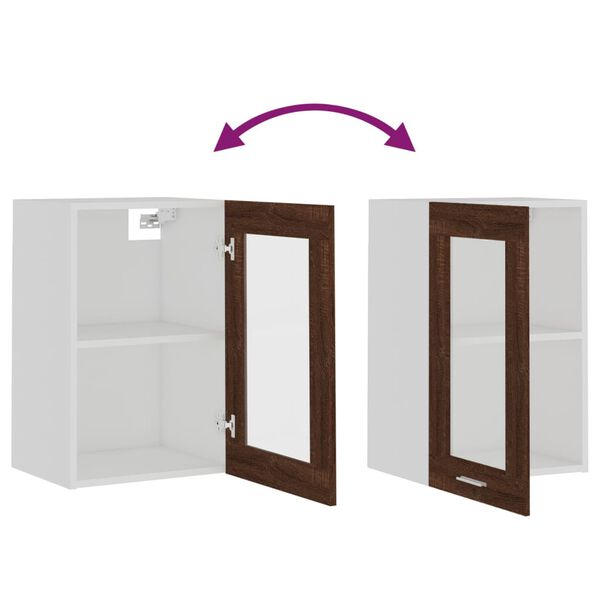 vidaXL Ντουλάπι Κρεμαστό Γυάλινο Lyon Καφέ Δρυς 40x31x60εκ. Επεξ. Ξύλο