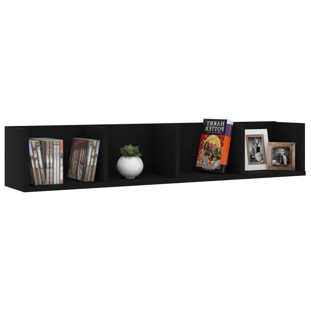 vidaXL Ράφι Τοίχου για CD Μαύρο 100 x 18 x 18 εκ. από Επεξ. Ξύλο