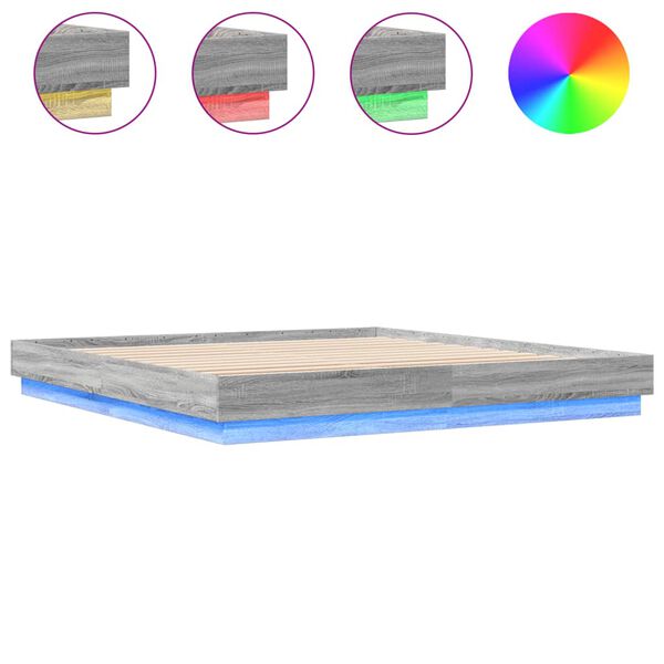 vidaXL Πλαίσιο Κρεβατιού με LED Γκρι sonoma 180 x 200 εκ.
