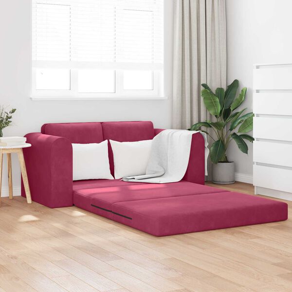 vidaXL Καναπές Κρεβάτι 2 σε 1 Μπορντό 148x71x83 εκ. Βελούδινος