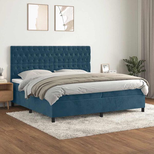 vidaXL &Kappa;&rho;&epsilon;&beta;ά&tau;&iota; Boxspring &mu;&epsilon; &Sigma;&tau;&rho;ώ&mu;&alpha; &Sigma;&kappa;&omicron;ύ&rho;&omicron; &Mu;&pi;&lambda;&epsilon; 200x200 &epsilon;&kappa;. &Beta;&epsilon;&lambda;&omicron;ύ&delta;&iota;&nu;&omicron;