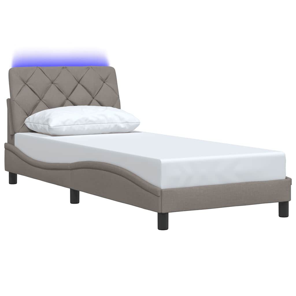 vidaXL Σκελετός Κρεβατιού με LED Χωρίς Στρώμα Taupe 90x190 εκ.
