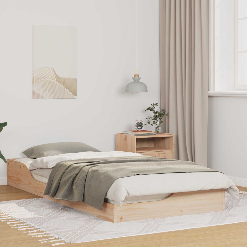 vidaXL Κρεβάτι δαπέδου Καφέ 80 x 200 cm Συμπαγές ξύλο πεύκου