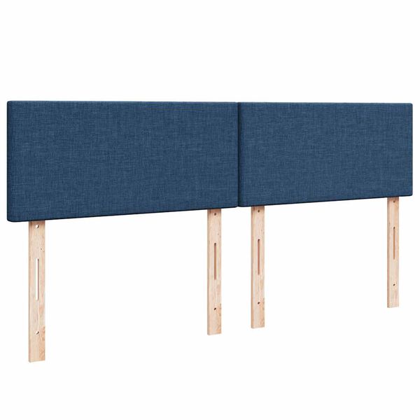 vidaXL Κρεβάτι Boxspring με Στρώμα Μπλε 200x200 εκ. Υφασμάτινο