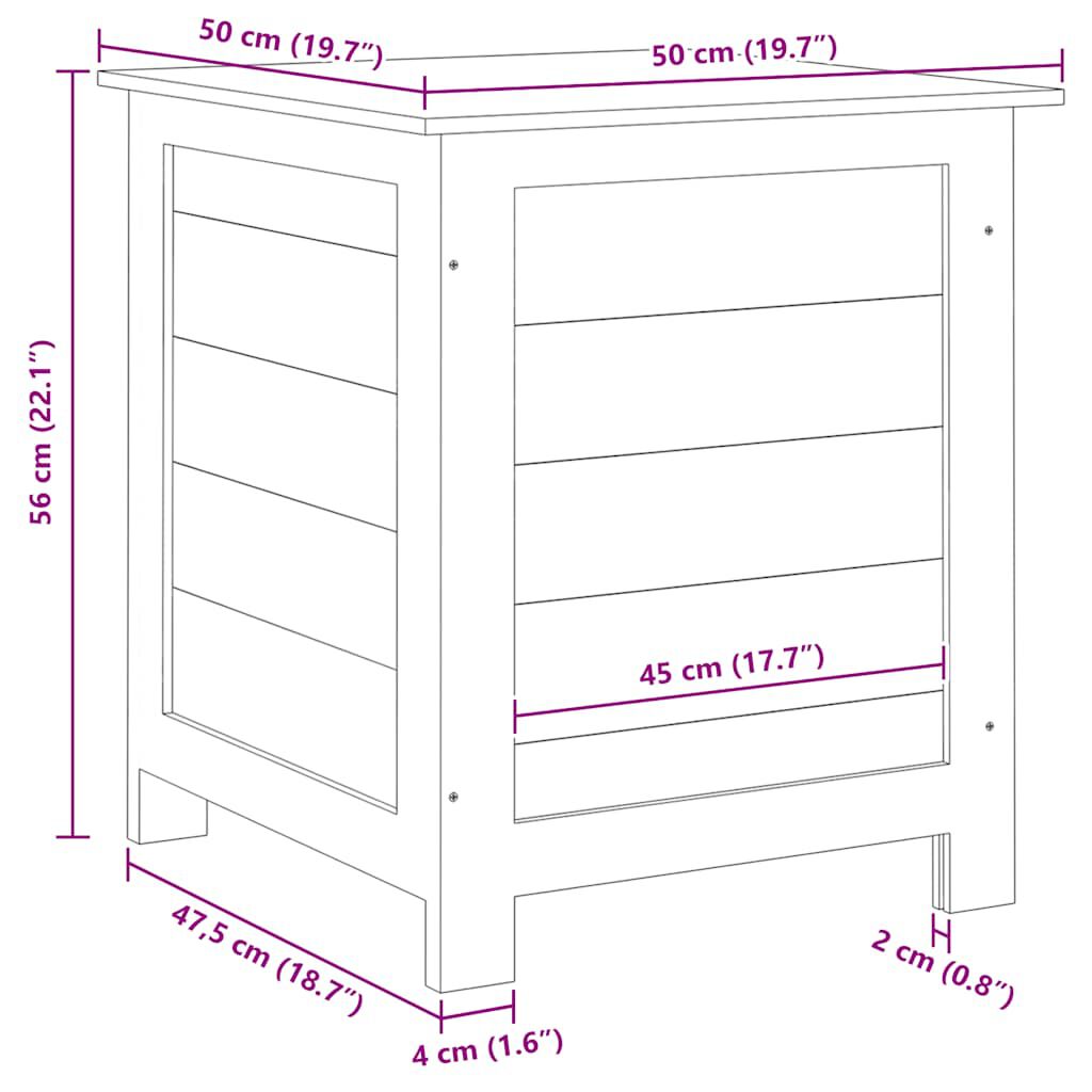 vidaXL Κουτί Μαξιλαριών Εξ. Χώρου 50x50x56 εκ. από Μασίφ Ξύλο Ελάτης