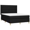 vidaXL Κρεβάτι Boxspring με Στρώμα & LED Μαύρο 140x200 εκ. Υφασμάτινο