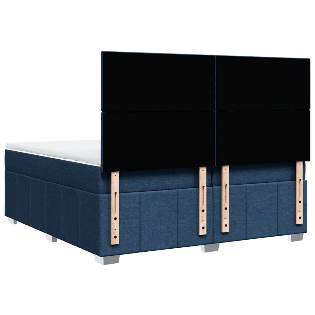 vidaXL Κρεβάτι Boxspring με Στρώμα Μπλε 200x200 εκ. Υφασμάτινο