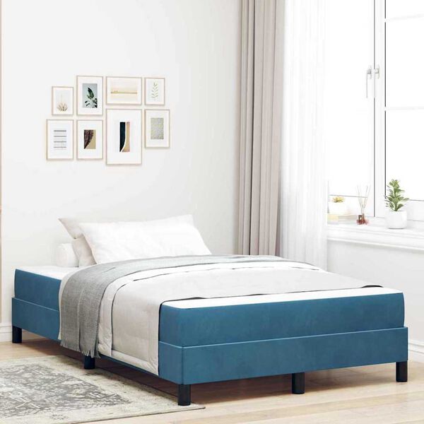 vidaXL Κρεβάτι box spring με στρώμα Σκούρο Μπλε 120 x 190 cm Βελούδο