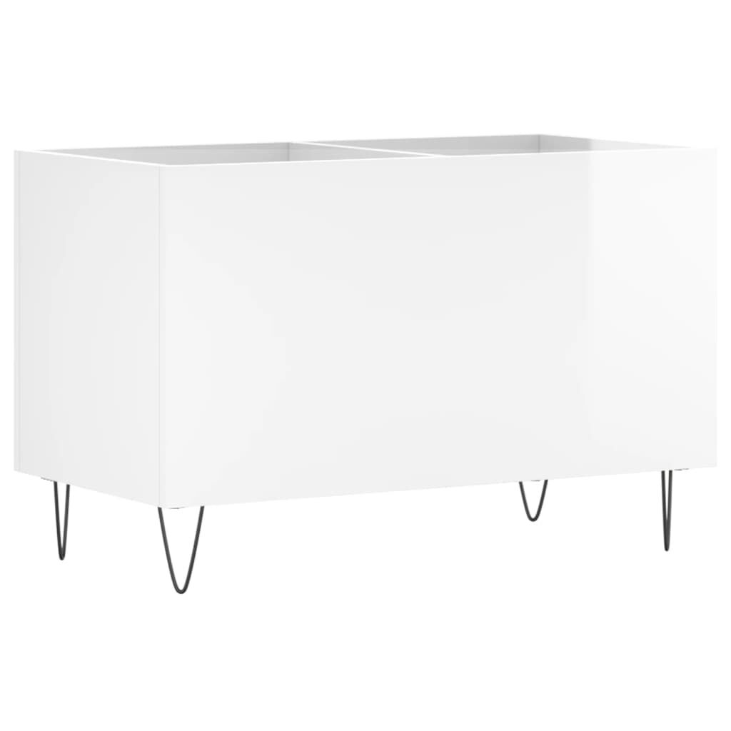 vidaXL Δισκοθήκη Γυαλιστερή Λευκή 74,5x38x48 εκ. Επεξεργασμένο Ξύλο
