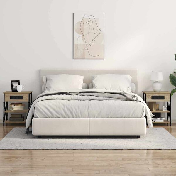 vidaXL Κομοδίνο με Σταθμό Φόρτισης Sonoma Δρυς Επεξεργασμένο ξύλο