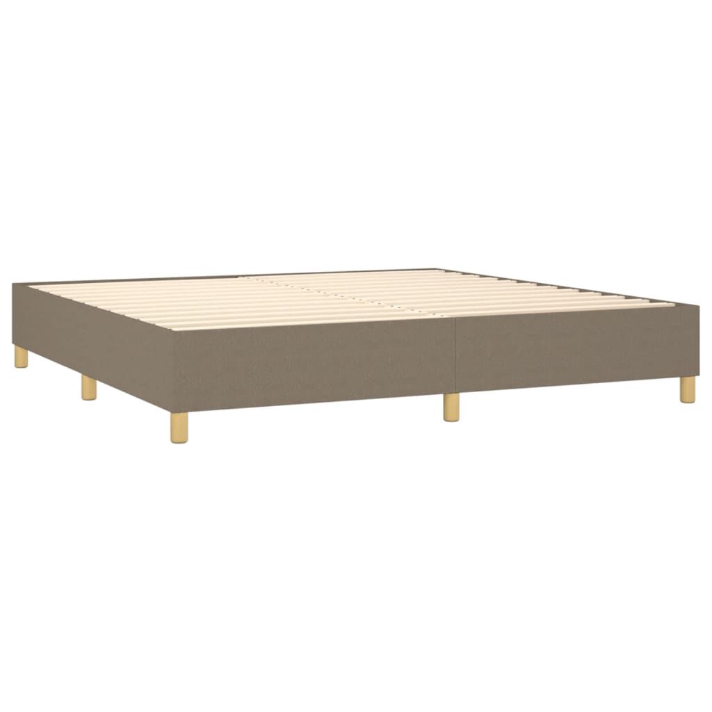 vidaXL Κρεβάτι Boxspring με Στρώμα & LED Taupe 200x200 εκ. Υφασμάτινο