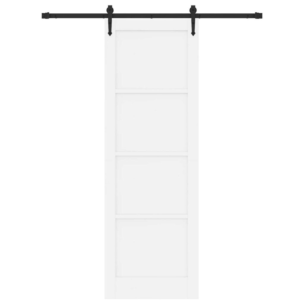 Συρόμενη Πόρτα vidaXL με Εξαρτήματα Λευκή 78x232 cm Συμπαγές Ξύλο Πεύκου