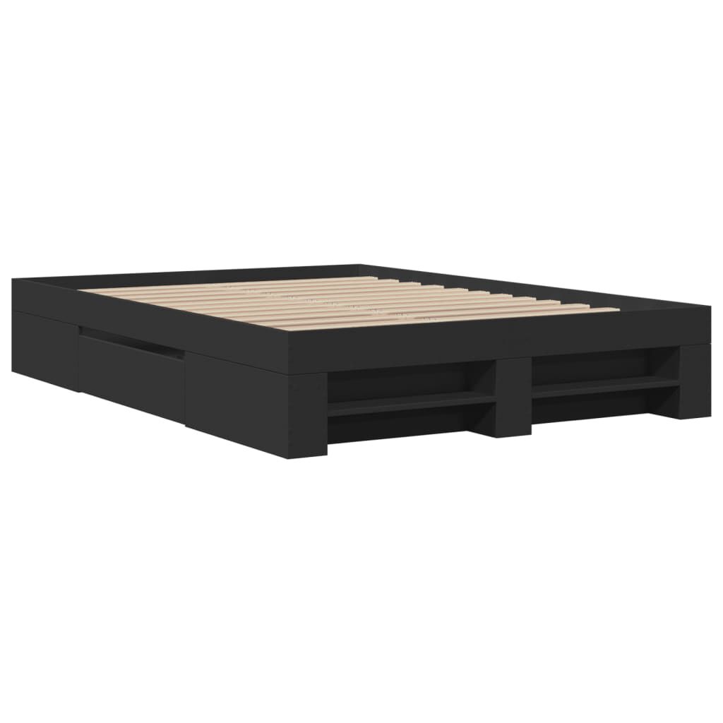 vidaXL Πλαίσιο Κρεβατιού Μαύρο 140 x 190 εκ. Επεξεργασμένο Ξύλο