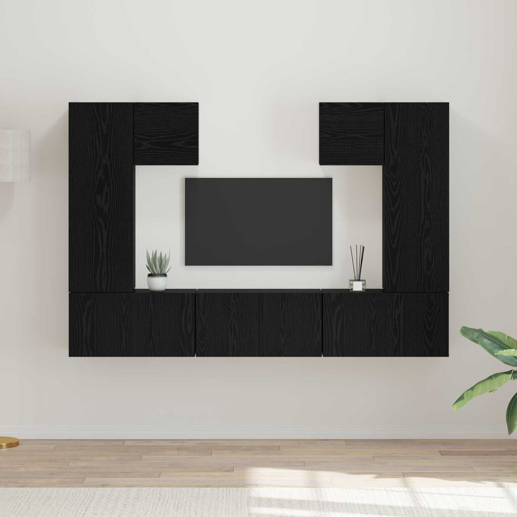 vidaXL Σετ επίπλου τηλεόρασης 7 pcs Μαύρη Δρυς 180 x 30 x 120 εκ.