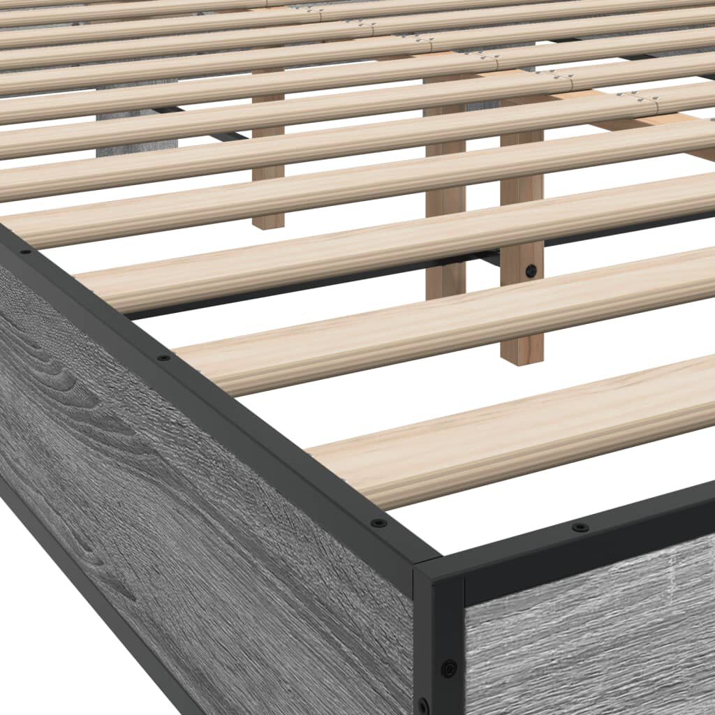 vidaXL Πλαίσιο Κρεβατιού Γκρι Sonoma 120 x 190εκ. Επεξ. Ξύλο & Μέταλλο